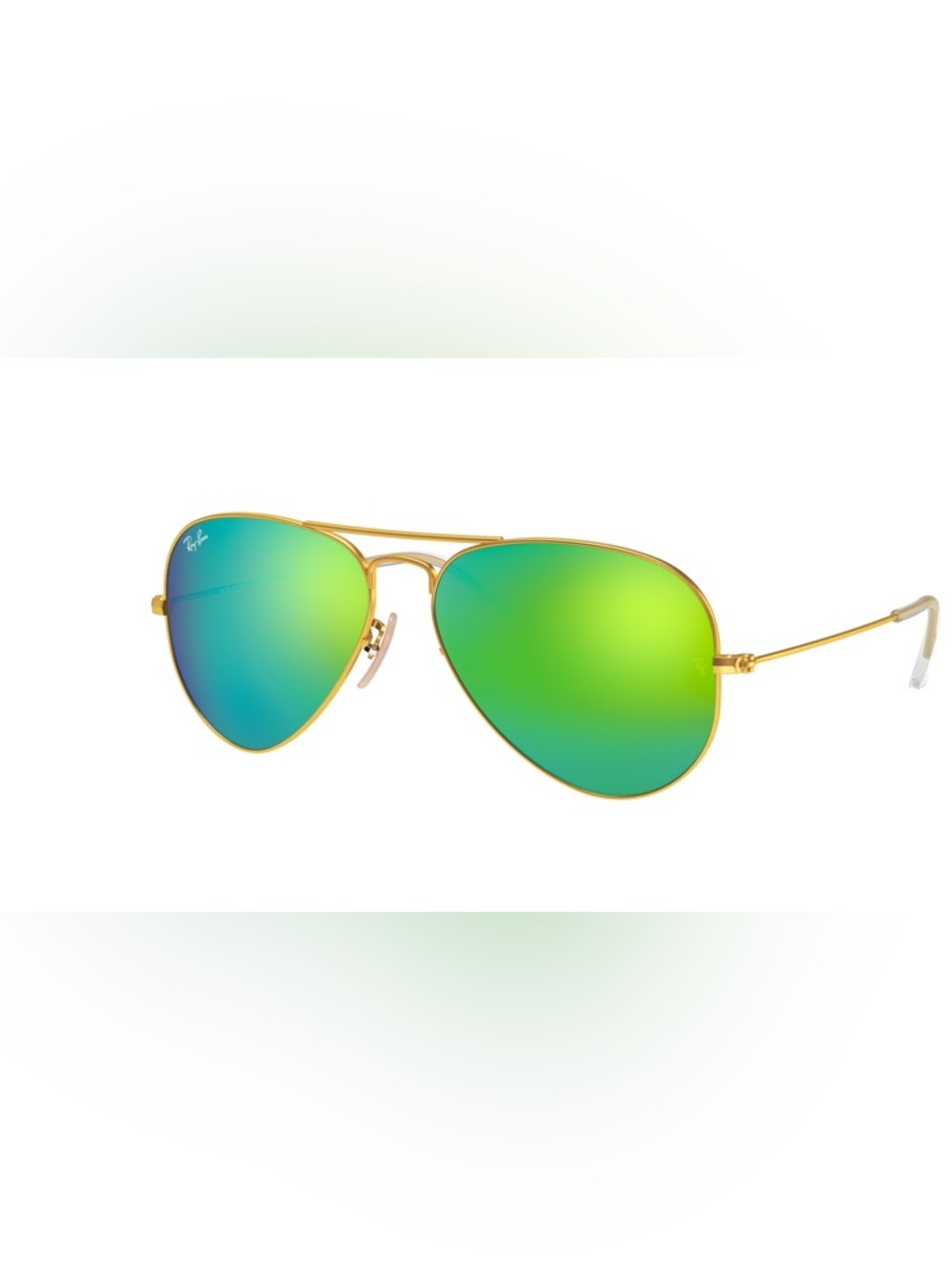 Ray-Ban Gold Frame Sunglasses with Green Mirrored Lenses - USED